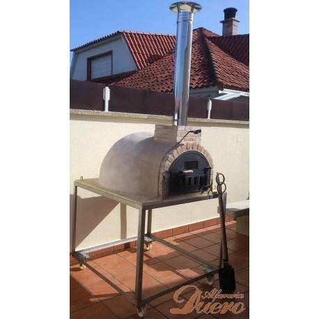 SOPORTE EN INOXIDABLE CON RUEDAS PARA HORNO DE LEÑA