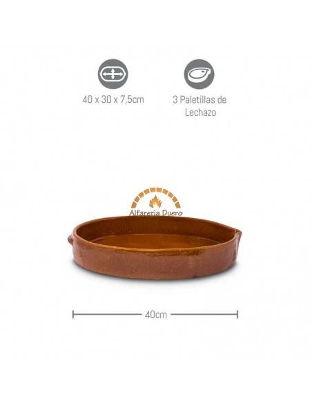 Asador Ovalado de Barro fondo Liso