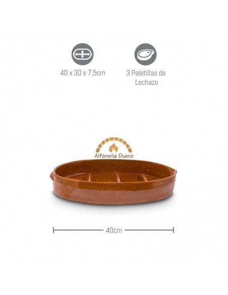 Asador Ovalado de barro fondo Estriado