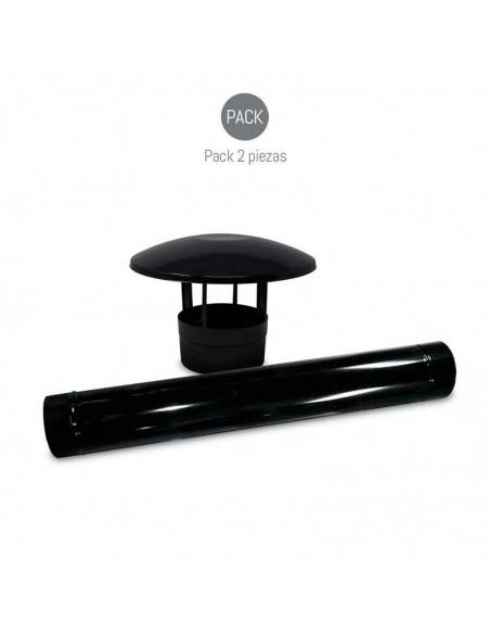 KIT CHIMENEA Y SOMBRERO NEGRO VITRIFICADO Ø150mm