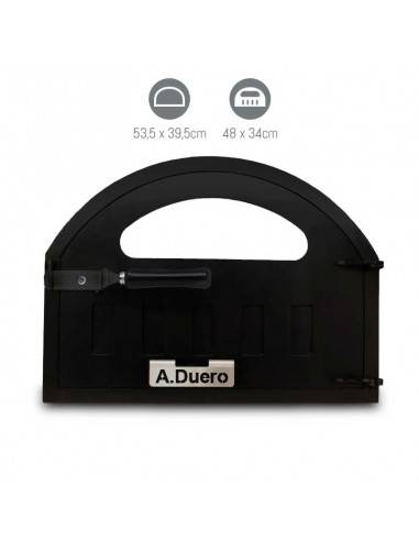 Puerta de hierro con Cristal 500ºC para horno de leña