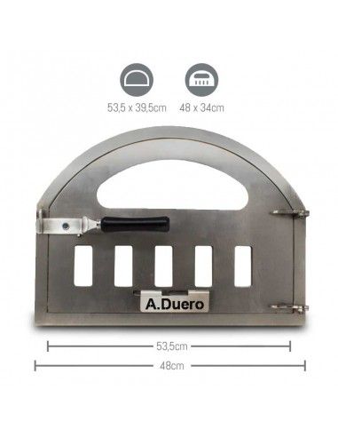 Puerta INOX con mirilla y tiro para horno de leña