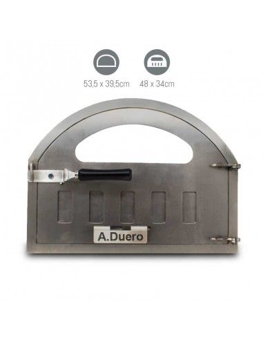 Puerta INOX con mirilla y tiro para horno de leña