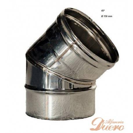 Codo 45º inoxidable brillo Ø150 mm para Hornos de Leña