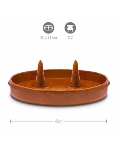 Asador de pollos doble en barro refractario