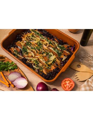 Asador Rectangular de barro para Horno doméstico de gas o eléctrico