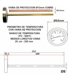 Pirómetros para horno escala  500º C 2