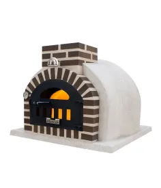 Horno Bunker Alecook acabado corcho proyectado Blanco embocadura marrón