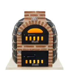 Horno de leña con Hornilla acabado piedra oscura 2