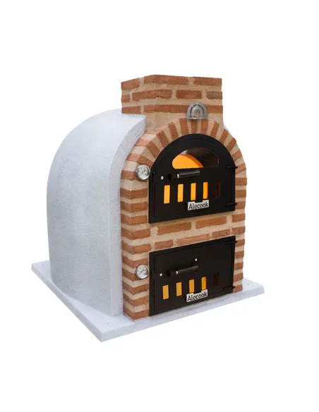 Horno de leña con Hornilla acabado Tradicional Blanco