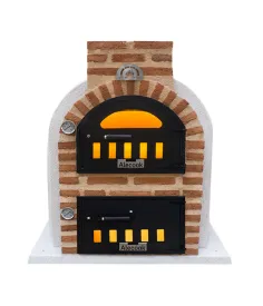 Horno de leña con Hornilla acabado Tradicional Blanco 2