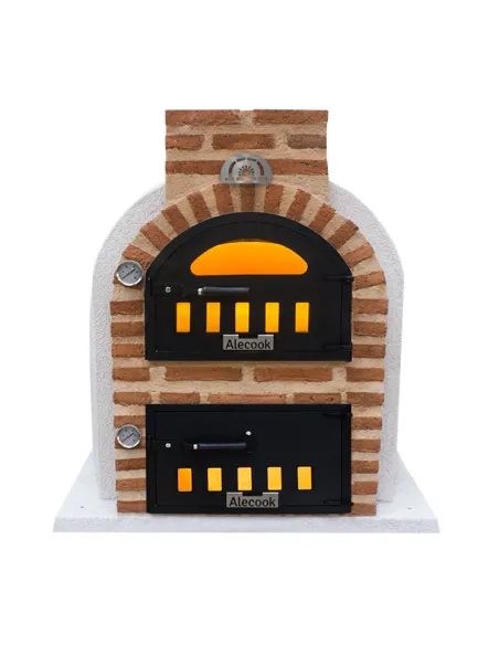 Horno de leña con Hornilla acabado Tradicional Blanco
