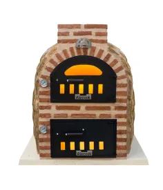 Horno de leña con Hornilla acabado piedra oscura 2