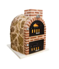 Horno de leña con Hornilla acabado piedra oscura