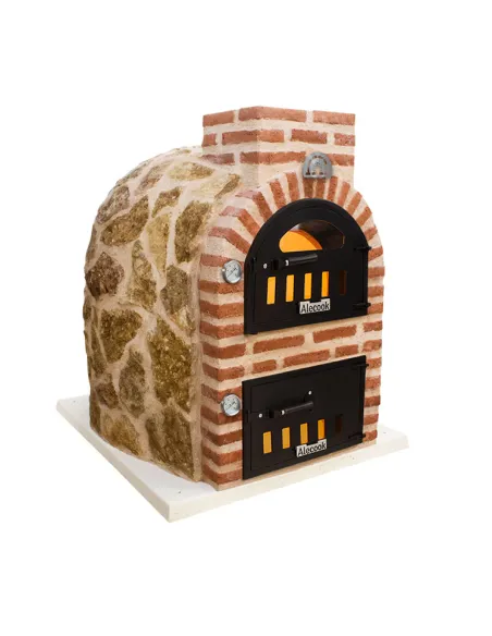 Horno de leña con Hornilla acabado piedra oscura