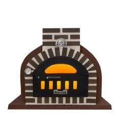 Horno de Leña acabado Corcho Proyectado marrón y embocadura de ladrillo marrón 2