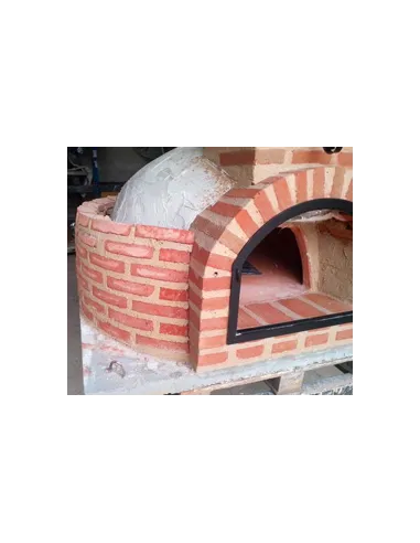 Proceso de forrado con Ladrillo rústico CURVO en construcción de Hornos de Leña