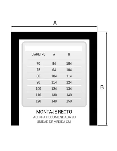 Plano con medidas de plataforma Horno de Leña recto con embocadura ladrillo marrón