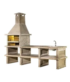 Barbacoa completa con mesa fregadero y baldas 2