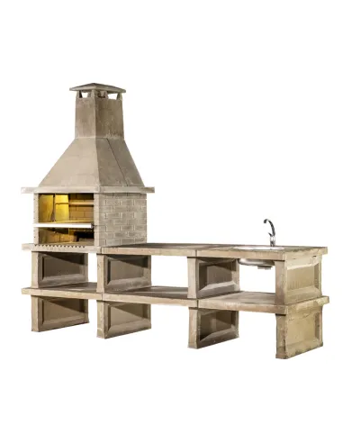 Barbacoa completa con mesa fregadero y baldas