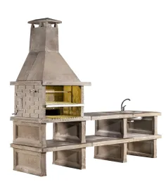 Barbacoa completa con mesa fregadero y baldas