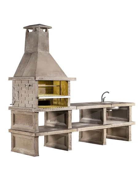 Barbacoa completa con mesa fregadero y baldas