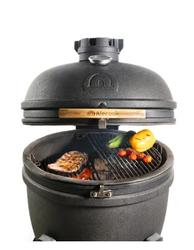 Imágen  Kamado Alecook cocinando carnes y verduras