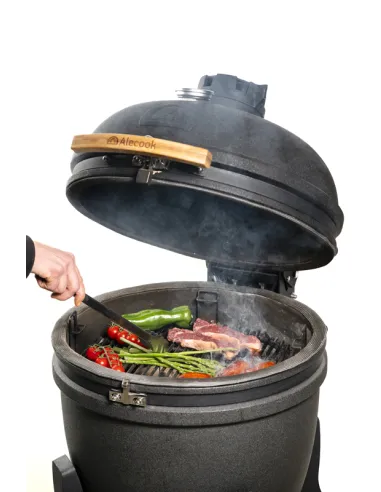 Imágen  Kamado Alecook cocinando carnes y verduras